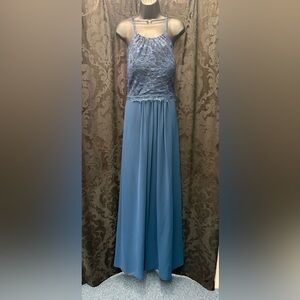 Navy Blue Plus Size Lace Bodice Chiffon Skirt Bridesmaid Formal Gown Dress NWT